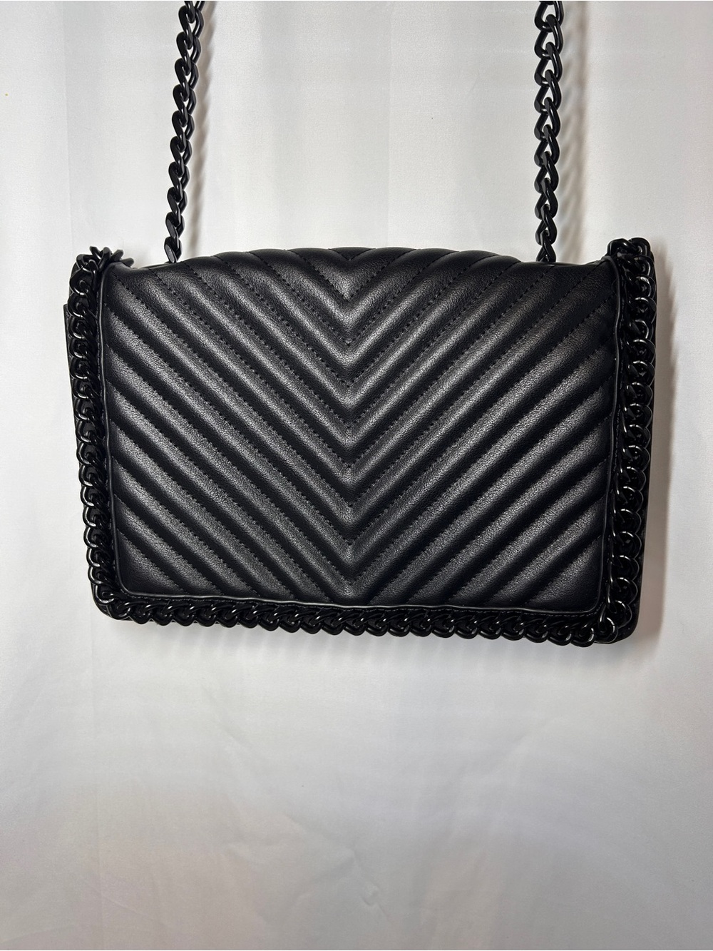 ALDO Black Quilted Chevron Chain Strap Shoulder Crossbody Bag